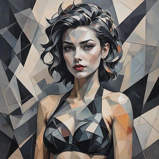 Cubist Art Student with Chic Lingerie Cubist Art Student with Chic Lingerie