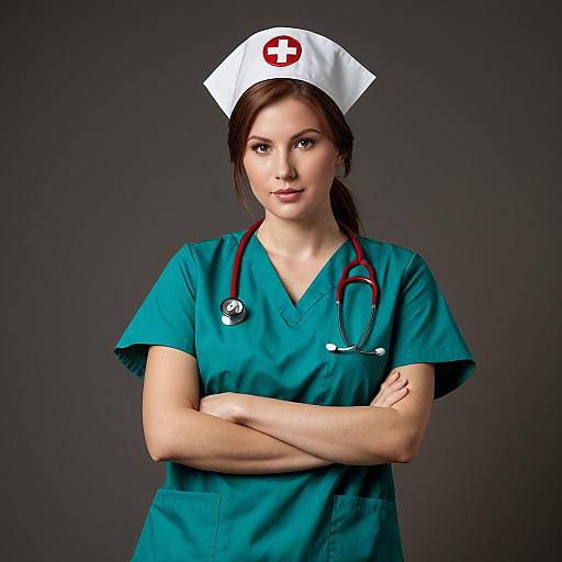 Female Nurse in Teal Scrubs with Stethoscope