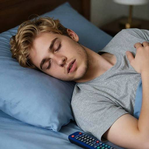 Relaxing Young Man in Bed