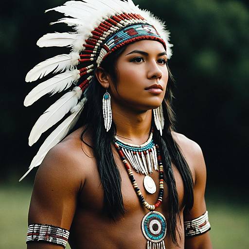 Indigenous Male Costume with Tribal Jewelry