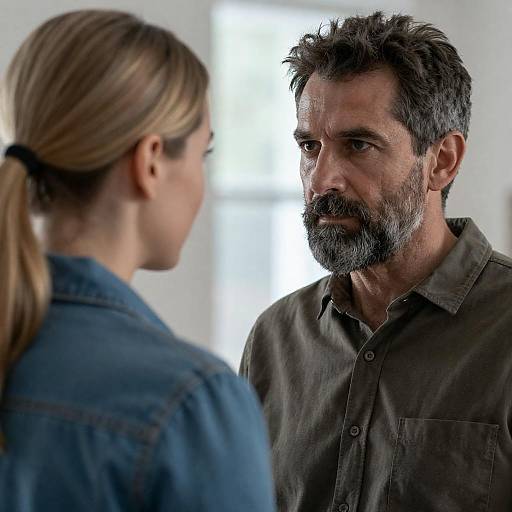 Serious Conversation Between Middle-Aged Man and Woman