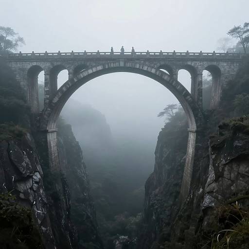 Ethereal Stone Arch Bridge Over Chasm