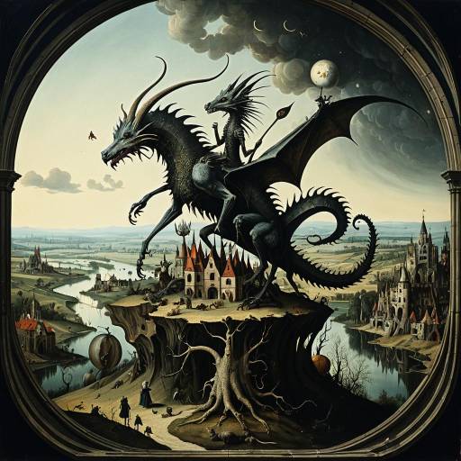 Surreal Bosch-Inspired Fantasy Landscape