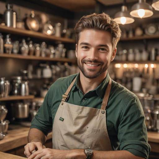 Charming Barista Crafting Beautiful Latte Art