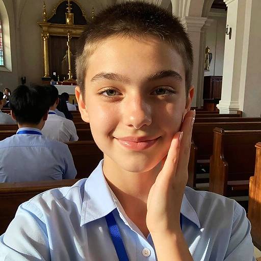 Teen Girl Selfie in Church