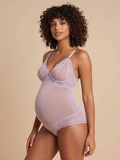 Pastel Lilac Maternity Lingerie Portrait