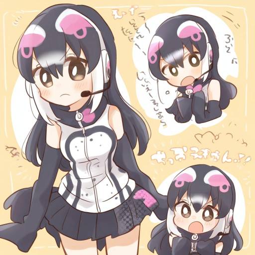 Illustration of African penguin (kemono friends), kemono friends in the style of Zawameki