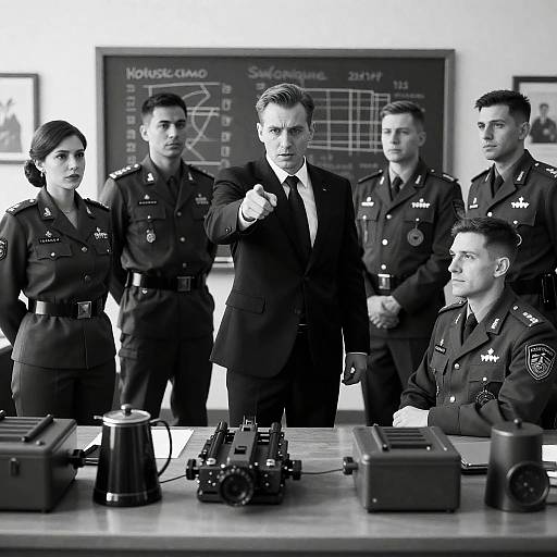 Intense Military Strategy Meeting Scene