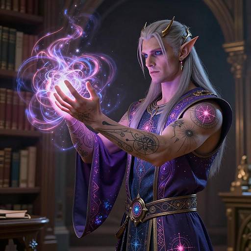 Half Elf Mage Casting Magical Spell