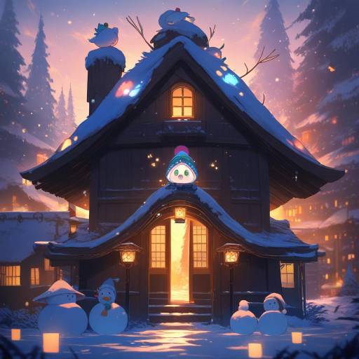 Chibi Character in Cozy Winter Scene