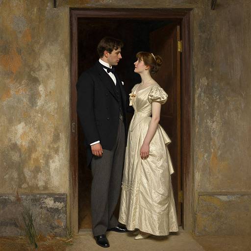 Vintage Digital Courtship Scene