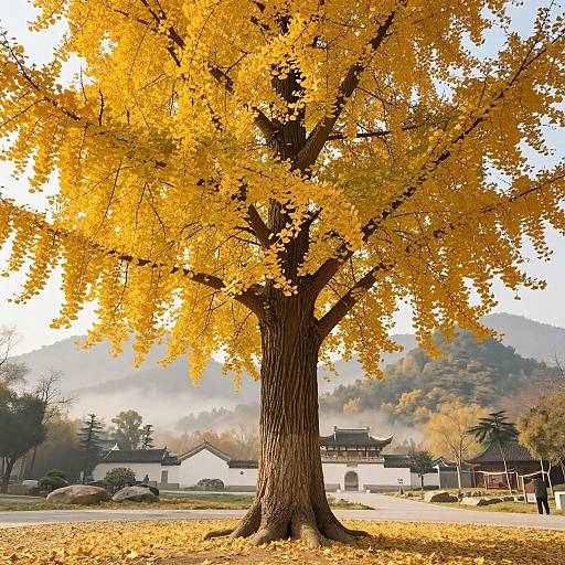 Ancient Ginkgo Tree in Autumn