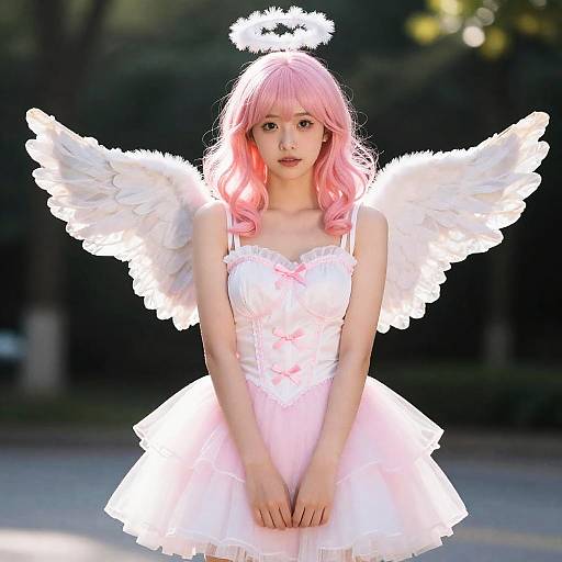 Cupid Costume Girl with Pink Hair