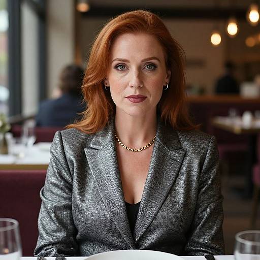 Photorealistic Red-Haired Woman in Suit