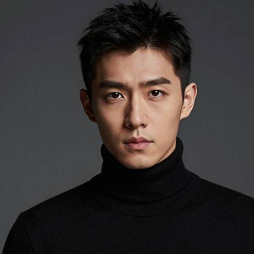 Stylish young man in black turtleneck sweater