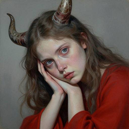 Surreal Woman with Horns and Angst
