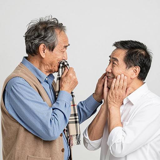 Two Older Men Sharing a Moment