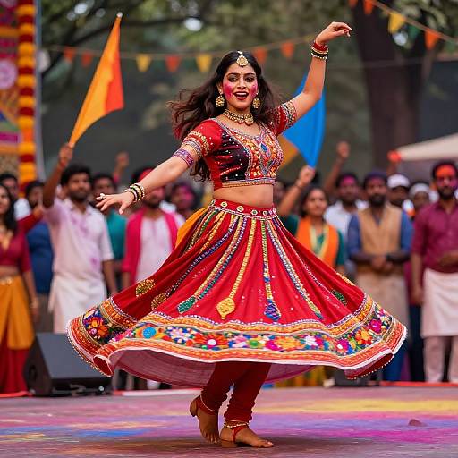 Energetic Female Dancer at Mumbai Festival