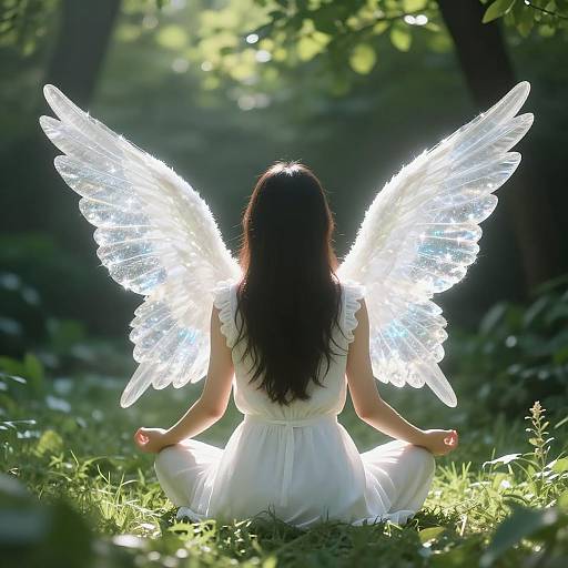 Meditating Person with Angel Wings