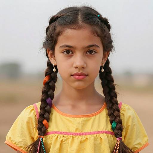 Portrait of a Young Girl in Braids