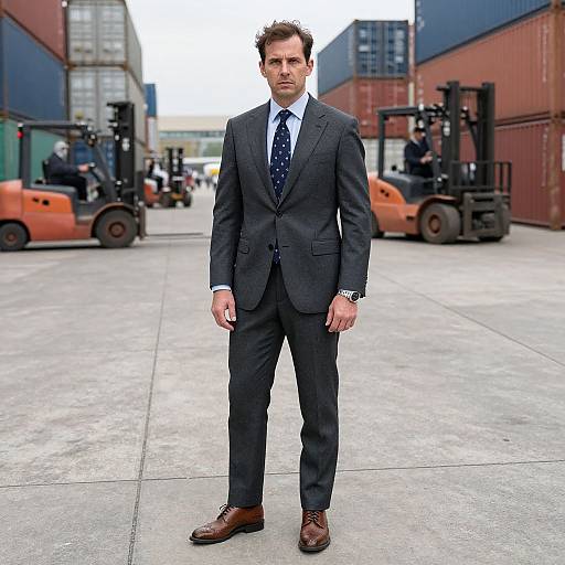 Confident Man in Urban Industrial Setting