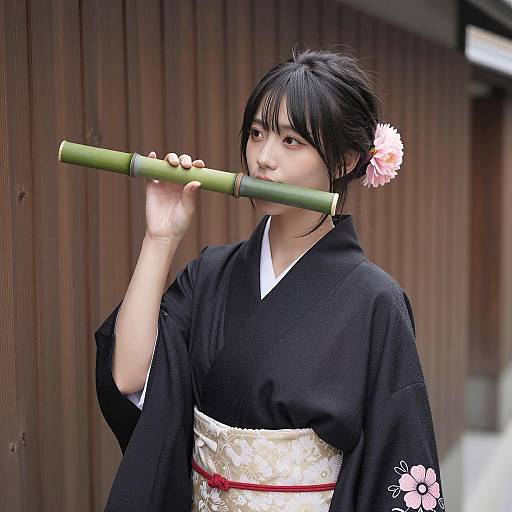 Elegant Asian Woman in Traditional Attire