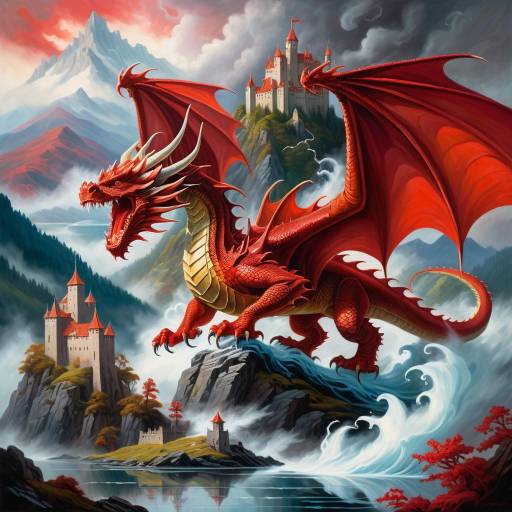 Majestic Dragon Over Stormy Mountain Landscape Majestic Dragon Over Stormy Mountain Landscape