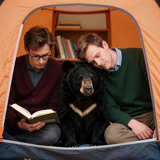Cozy Reading in an Orange Tent