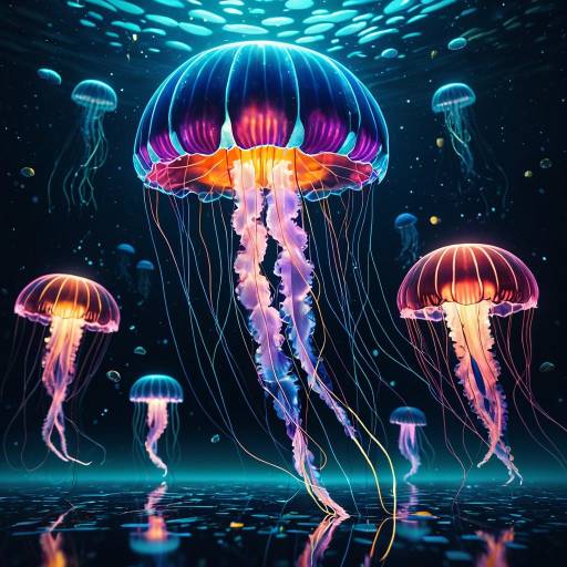 Glowing Jellyfish in Surreal Underwater Scene