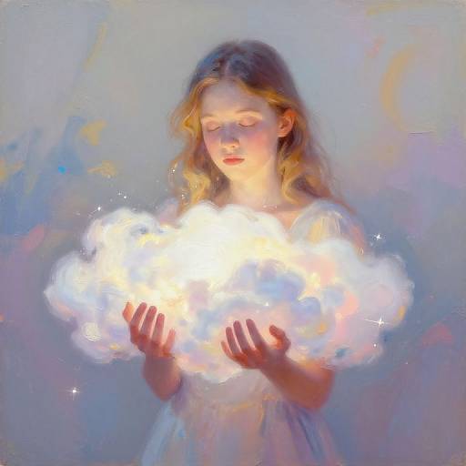 Girl Holding Luminous Cloud Portrait