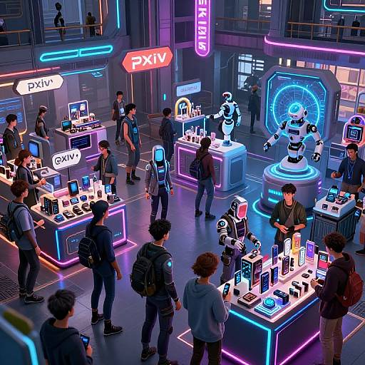 Futuristic Cyberpunk Marketplace Scene