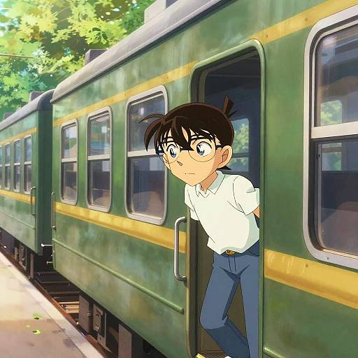 Anime Boy Gazing from Train Window
