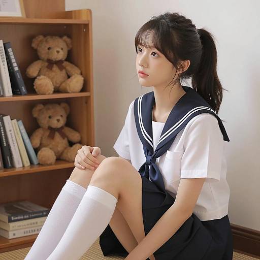 Sailor Uniform Girl in Soft Lighting