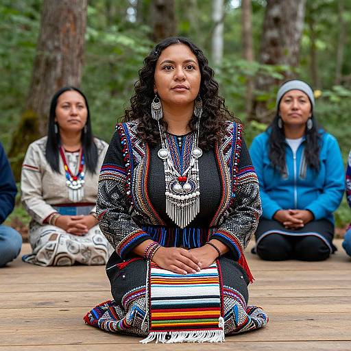 Serene Indigenous Woman in Traditional Attire