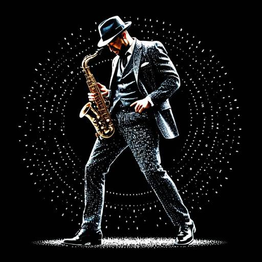 Energetic Jazz Saxophonist ASCII Logo