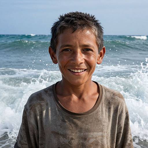 Elderly Boy Double Exposure Ocean