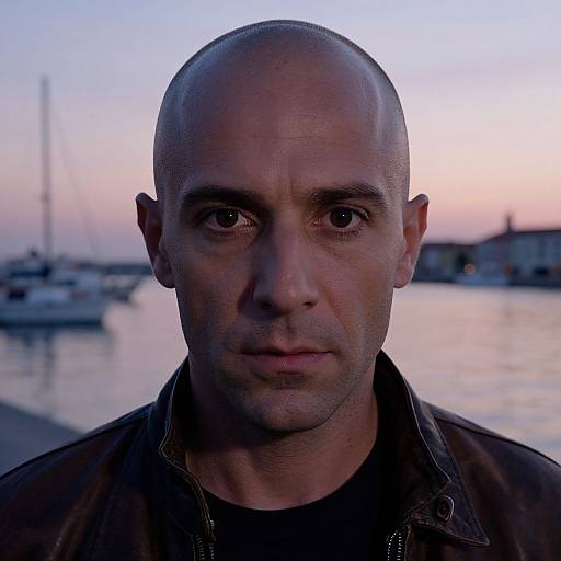 Cinematic Portrait of Bald Italian Man