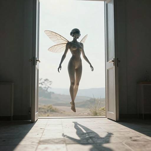 Surreal Futuristic Winged Humanoid
