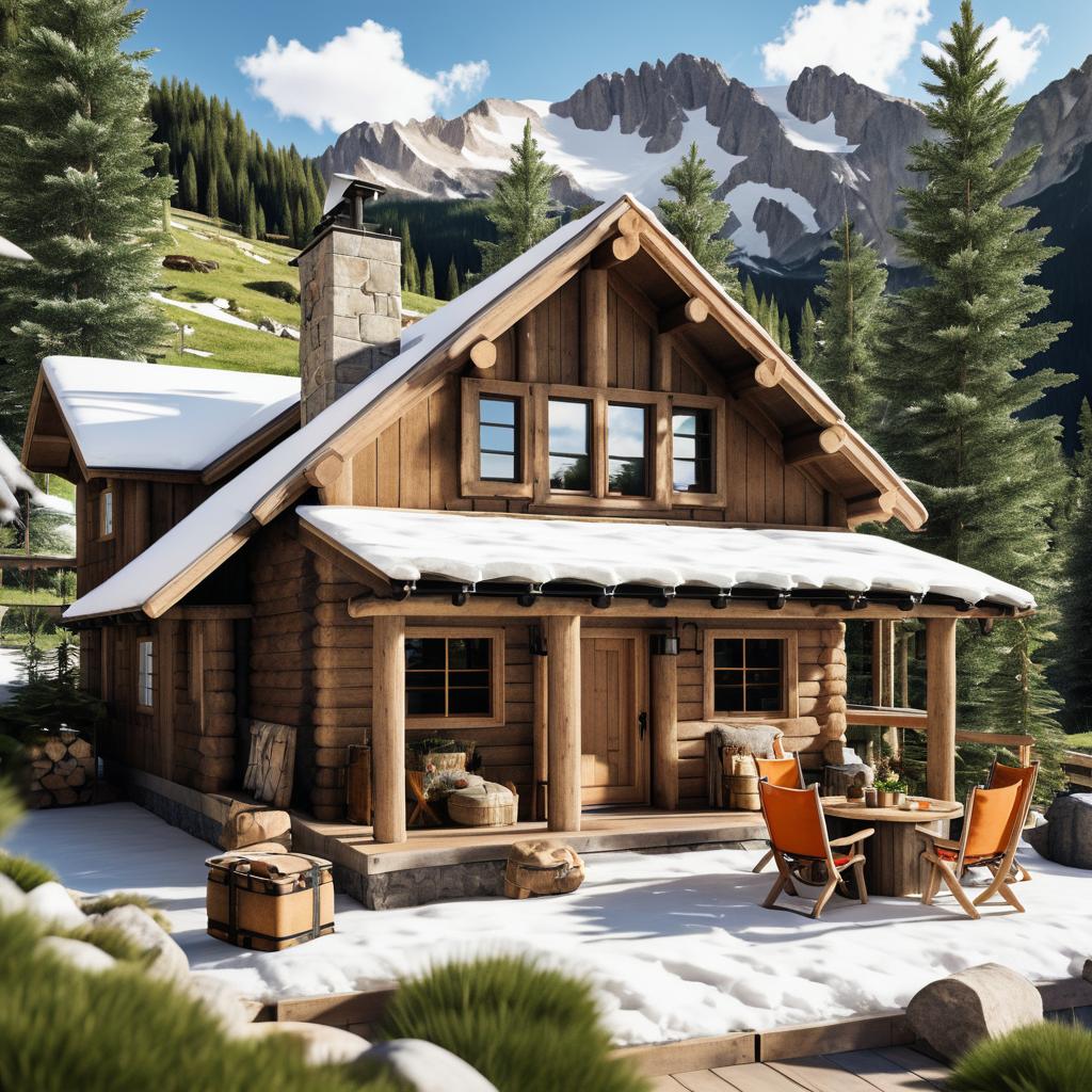 Alpine Style Rustic Mountain Cabin Exterior