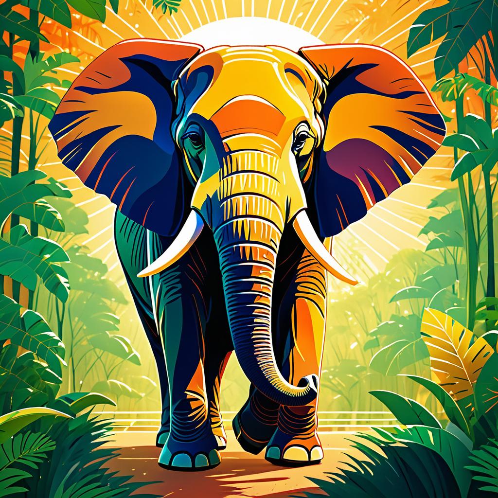 Majestic Male Elephant in Vibrant Jungle