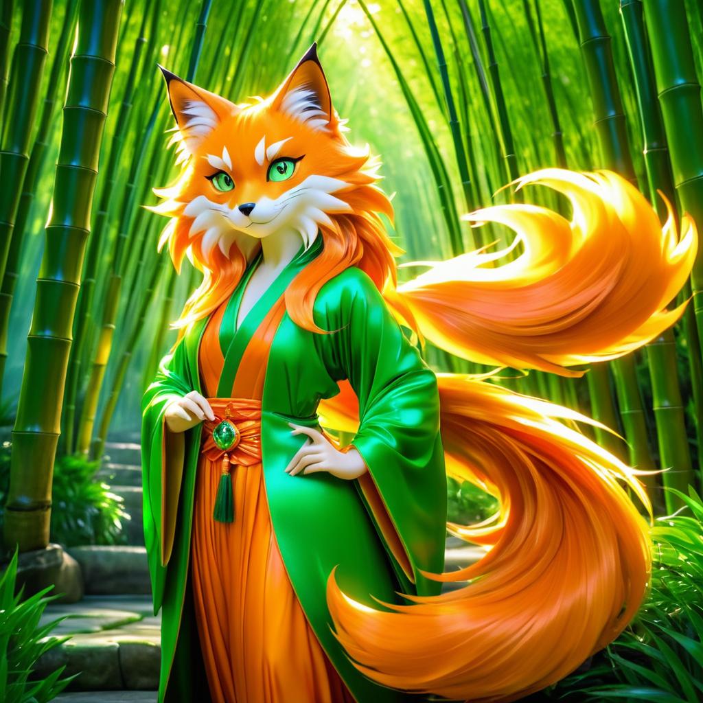 Majestic Kitsune with Vibrant Fur