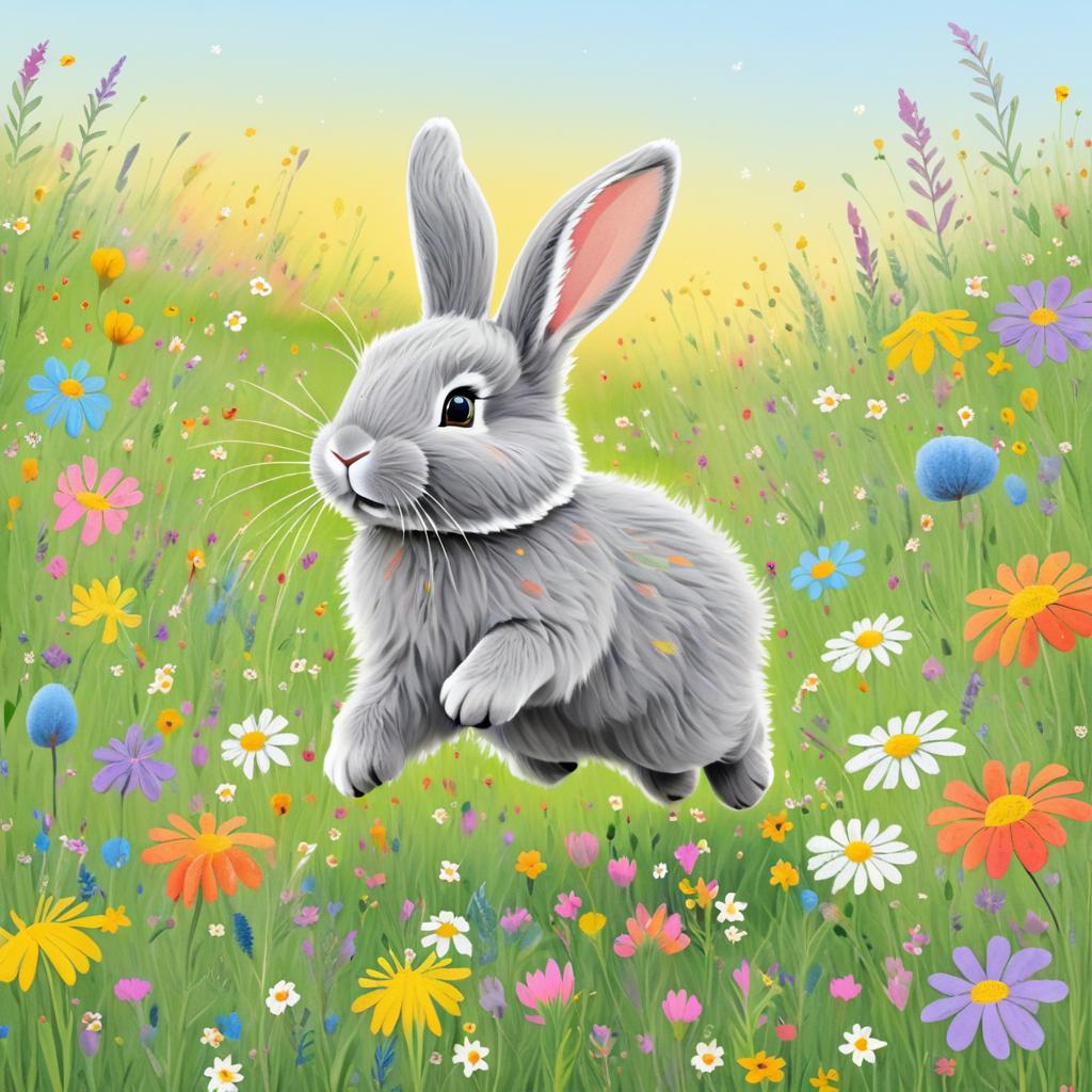 Fluffy Bunny in a Vibrant Meadow