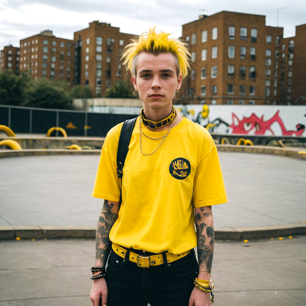 Punk Rocker with Yellow Vinyl Choker