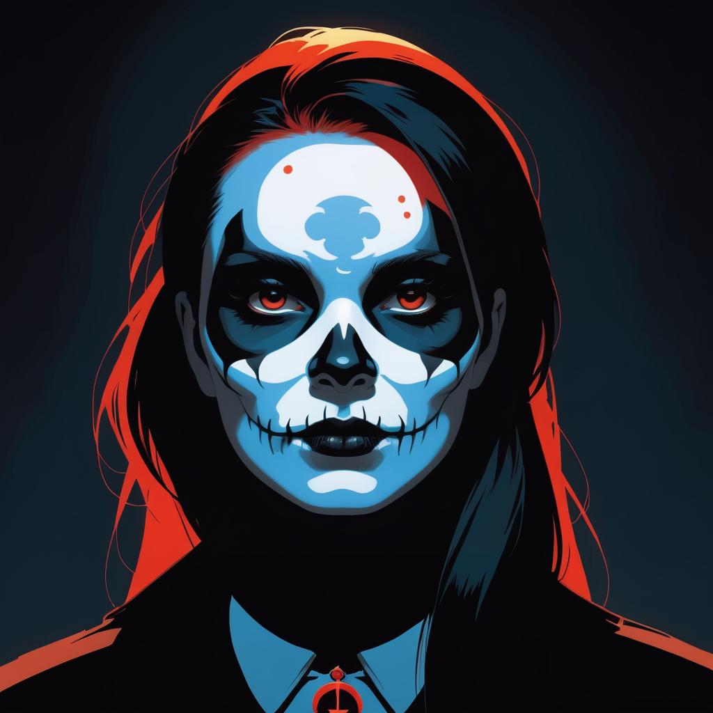 Skull-Painted Girl Portrait in Comic Style