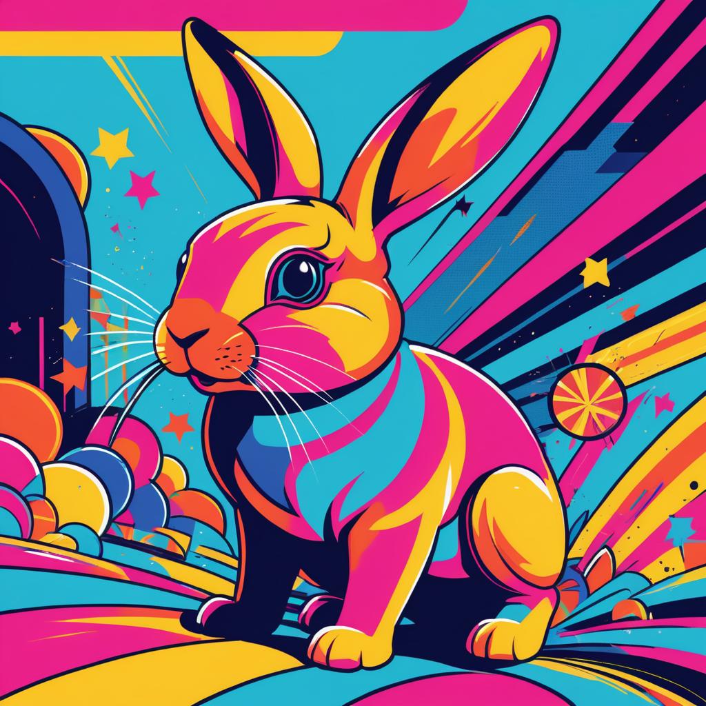 Vibrant Pop Art Rabbit Illustration