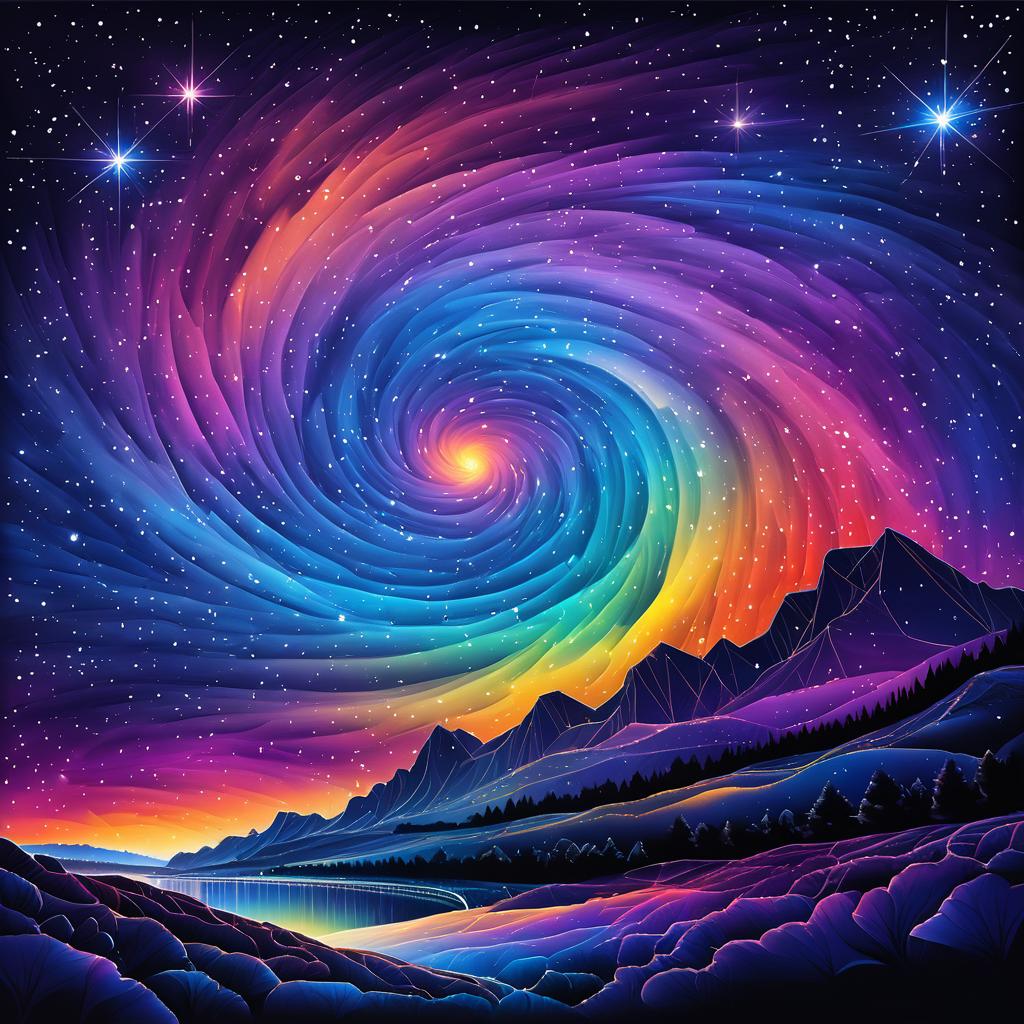 Mesmerizing Star Cluster Line Art Painting