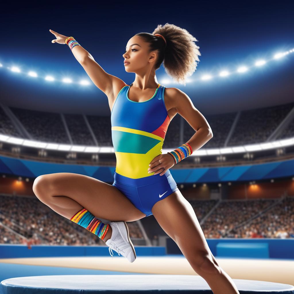 Dynamic Athletic Gymnast in Vibrant Arena