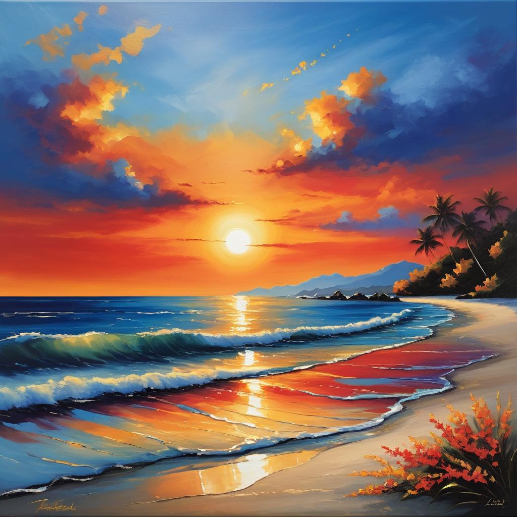 Enchanting Beach Sunset Painting Inspiration