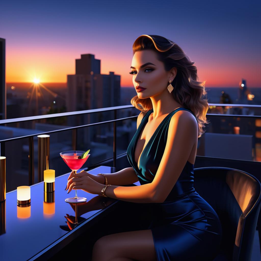 Glamorous Rooftop Bar at Twilight