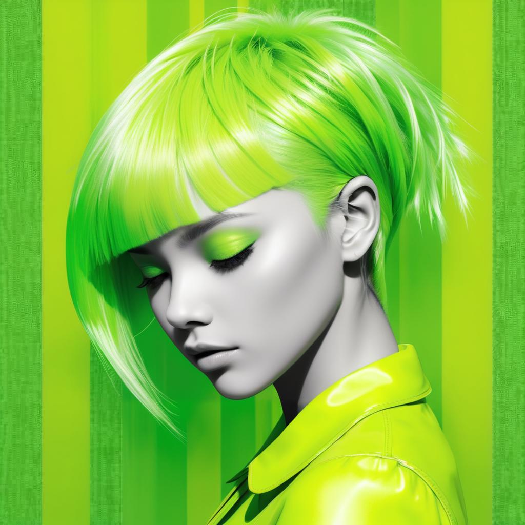 Monochrome Girl with Chartreuse Hair